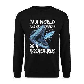 Mosasaurus Dinosaurier - Unisex Pullover - Schwarz - Vorne - Alina (178cm) & Michal (187cm)