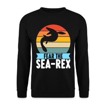 Mosasaurus Dinosaur - Unisex Sweatshirt - black - Front - Alina (178cm) & Michal (187cm)