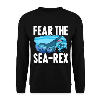 Mosasaurus Dinosaurier - Unisex Pullover - Schwarz - Vorne - Alina (178cm) & Michal (187cm)