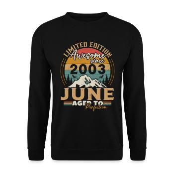 2003 Juin Vintage Nées En Juin 2003 Anniversaire - Sweat-shirt Unisexe - noir - Devant - Alina (178cm) & Michal (187cm)