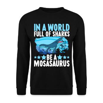 Mosasaurus Dinosaurier - Unisex Pullover - Schwarz - Vorne - Alina (178cm) & Michal (187cm)