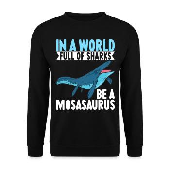 Mosasaurus Dinosaurier - Unisex Pullover - Schwarz - Vorne - Alina (178cm) & Michal (187cm)