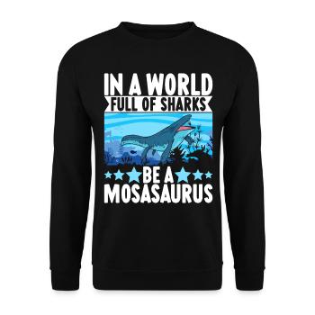 Mosasaurus Dinosaurier - Unisex Pullover - Schwarz - Vorne - Alina (178cm) & Michal (187cm)