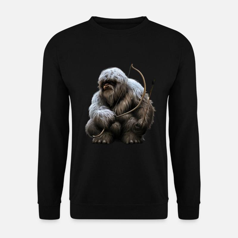 Yeti mit Pfeil und Bogen - Unisex Pullover - Schwarz