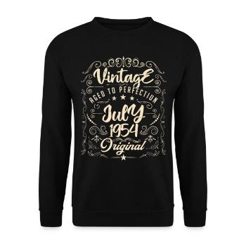 Jahrgang Geboren im Juli 1954 Jubiläum Juli - Unisex Pullover - Schwarz - Vorne - Alina (178cm) & Michal (187cm)