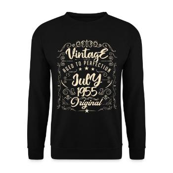 Vintage Né(e) en juillet 1955 anniversaire Juillet - Sweat-shirt Unisexe - noir - Devant - Alina (178cm) & Michal (187cm)