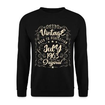Jahrgang Geboren im Juli 1963 Jubiläum Juli - Unisex Pullover - Schwarz - Vorne - Alina (178cm) & Michal (187cm)