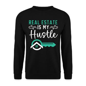 L’immobilier est mon agent immobilier de maison d’affaires - Sweat-shirt Unisexe - noir - Devant - Alina (178cm) & Michal (187cm)