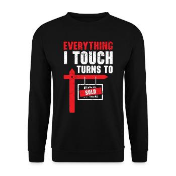Alles, was ich berühre, wird verkauft Immobilienma - Unisex Pullover - Schwarz - Vorne - Alina (178cm) & Michal (187cm)