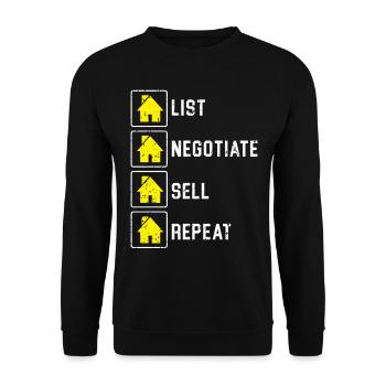 List Negotiate Sell Repeat Agent Real Estate Agent - Unisex Sweatshirt - black - Front - Alina (178cm) & Michal (187cm)