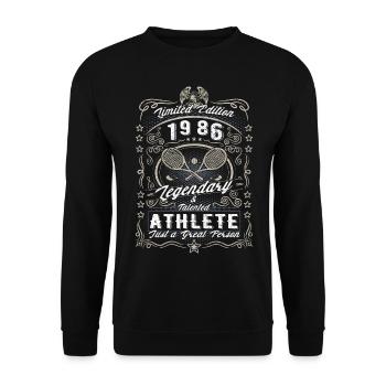 Vintage 1986 Tennis Birthday Gift Hobby - Unisex Sweatshirt - black - Front - Alina (178cm) & Michal (187cm)