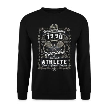 Vintage 1990 Tennis Birthday Gift Hobby - Unisex Sweatshirt - black - Front - Alina (178cm) & Michal (187cm)