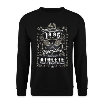 Vintage 1995 Tennis Birthday Gift Hobby - Unisex Sweatshirt - black - Front - Alina (178cm) & Michal (187cm)