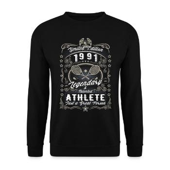 Vintage 1991 Tennis Birthday Gift Hobby - Unisex Sweatshirt - black - Front - Alina (178cm) & Michal (187cm)
