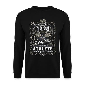 Vintage 1998 Tennis Birthday Gift Hobby - Unisex Sweatshirt - black - Front - Alina (178cm) & Michal (187cm)