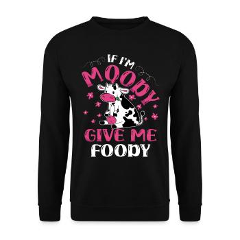 If I'm moody, give me Foody Animal Cow - Unisex Sweatshirt - black - Front - Alina (178cm) & Michal (187cm)