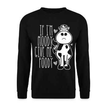 When I'm moody, give me Foody Animal Cow - Unisex Sweatshirt - black - Front - Alina (178cm) & Michal (187cm)