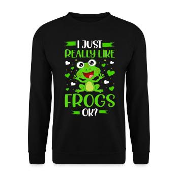J’aime juste les grenouilles - Sweat-shirt Unisexe - noir - Devant - Alina (178cm) & Michal (187cm)