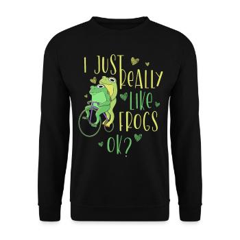 J’aime juste les grenouilles - Sweat-shirt Unisexe - noir - Devant - Alina (178cm) & Michal (187cm)