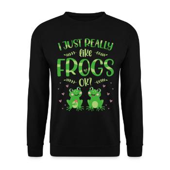 J’aime juste les grenouilles, les amphibiens, les grenouilles, - Sweat-shirt Unisexe - noir - Devant - Alina (178cm) & Michal (187cm)
