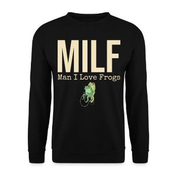 Homme, j’aime les grenouilles, les amphibiens, les grenouilles, les crapauds, - Sweat-shirt Unisexe - noir - Devant - Alina (178cm) & Michal (187cm)