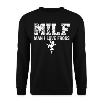 Mann, Ich Liebe Frösche, Amphibie, Frosch, Kröte, - Unisex Pullover - Schwarz - Vorne - Alina (178cm) & Michal (187cm)