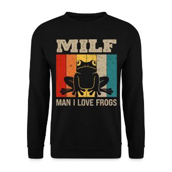 Man, I love frogs, amphibian, frog, toad, - Unisex Sweatshirt - black - Front - Alina (178cm) & Michal (187cm)