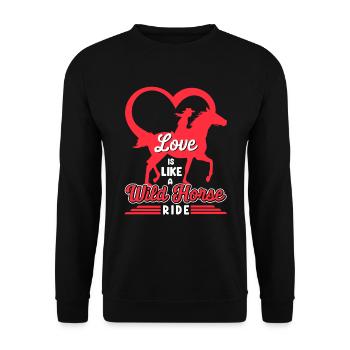 Saint-Valentin Equitation Love Horse Silhouette - Sweat-shirt Unisexe - noir - Devant - Alina (178cm) & Michal (187cm)