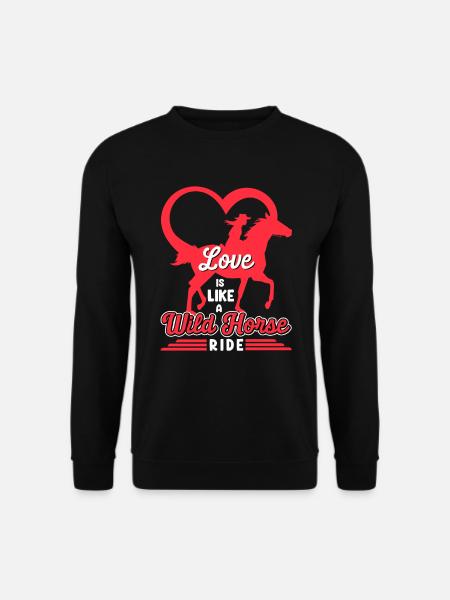 Valentinstag Pferd Reiten Liebe Pferd Silhouette - Unisex Pullover - Schwarz