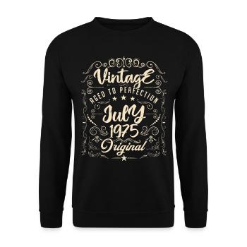 Jahrgang Geboren im Juli 1975 Jubiläum Juli - Unisex Pullover - Schwarz - Vorne - Alina (178cm) & Michal (187cm)