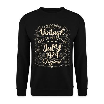 Jahrgang Geboren im Juli 1974 Jubiläum Juli - Unisex Pullover - Schwarz - Vorne - Alina (178cm) & Michal (187cm)