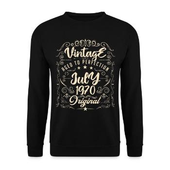 Vintage Né(e) en juillet 1970 anniversaire Juillet - Sweat-shirt Unisexe - noir - Devant - Alina (178cm) & Michal (187cm)