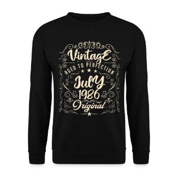 Jahrgang Geboren im Juli 1986 Jubiläum Juli - Unisex Pullover - Schwarz - Vorne - Alina (178cm) & Michal (187cm)