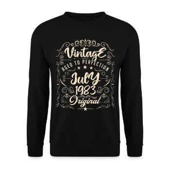 Jahrgang Geboren im Juli 1983 Jubiläum Juli - Unisex Pullover - Schwarz - Vorne - Alina (178cm) & Michal (187cm)