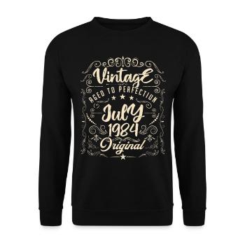 Jahrgang Geboren im Juli 1984 Jubiläum Juli - Unisex Pullover - Schwarz - Vorne - Alina (178cm) & Michal (187cm)
