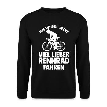 Fahrrad Rennradfahrer Rennrad - Unisex Pullover - Schwarz - Vorne - Alina (178cm) & Michal (187cm)