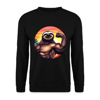 Muscular sloth in sunset - Unisex Sweatshirt - black - Front - Alina (178cm) & Michal (187cm)