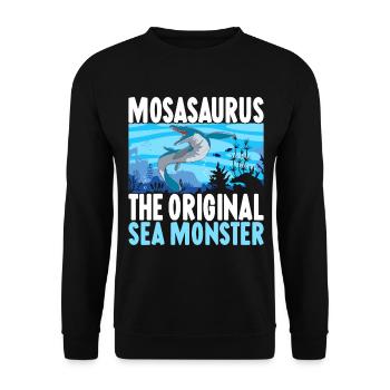Mosasaurus Dinosaurier - Unisex Pullover - Schwarz - Vorne - Alina (178cm) & Michal (187cm)
