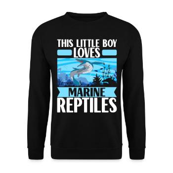 Mosasaurus Dinosaurier - Unisex Pullover - Schwarz - Vorne - Alina (178cm) & Michal (187cm)