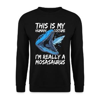 Mosasaurus Dinosaurier - Unisex Pullover - Schwarz - Vorne - Alina (178cm) & Michal (187cm)