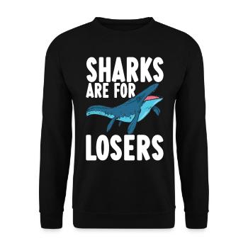 Mosasaurus Dinosaurier - Unisex Pullover - Schwarz - Vorne - Alina (178cm) & Michal (187cm)