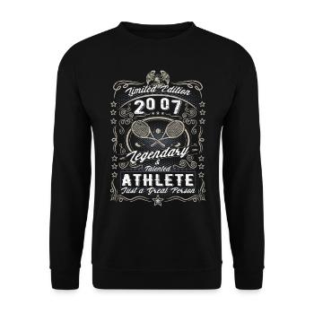 Vintage 2007 Tennis Geburtstag Geschenk Hobby - Unisex Pullover - Schwarz - Vorne - Alina (178cm) & Michal (187cm)