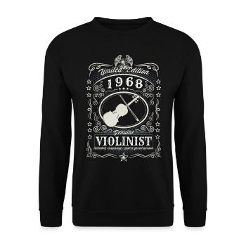 Vintage 1968 Violinist Geburtstag Geschenk Hobby - Unisex Pullover - Schwarz - Vorne - Alina (178cm) & Michal (187cm)