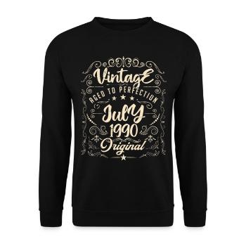 Jahrgang Geboren im Juli 1990 Jubiläum Juli - Unisex Pullover - Schwarz - Vorne - Alina (178cm) & Michal (187cm)