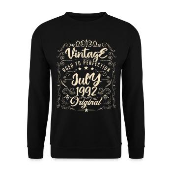 Vintage Né(e) en juillet 1992 anniversaire Juillet - Sweat-shirt Unisexe - noir - Devant - Alina (178cm) & Michal (187cm)