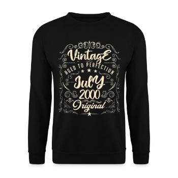 Vintage Né(e) en juillet 2000 anniversaire Juillet - Sweat-shirt Unisexe - noir - Devant - Alina (178cm) & Michal (187cm)