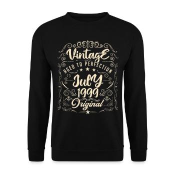 Jahrgang Geboren im Juli 1999 Jubiläum Juli - Unisex Pullover - Schwarz - Vorne - Alina (178cm) & Michal (187cm)