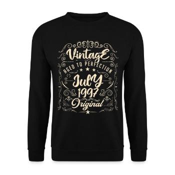 Jahrgang Geboren im Juli 1997 Jubiläum Juli - Unisex Pullover - Schwarz - Vorne - Alina (178cm) & Michal (187cm)