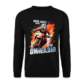 Der Arzt sagt es ist unheilbar Dirtbike Motocross - Unisex Pullover - Schwarz - Vorne - Alina (178cm) & Michal (187cm)