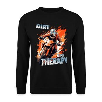 Dirt Is My Therapy - Dirtbike Motocross Spruch - Unisex Pullover - Schwarz - Vorne - Alina (178cm) & Michal (187cm)